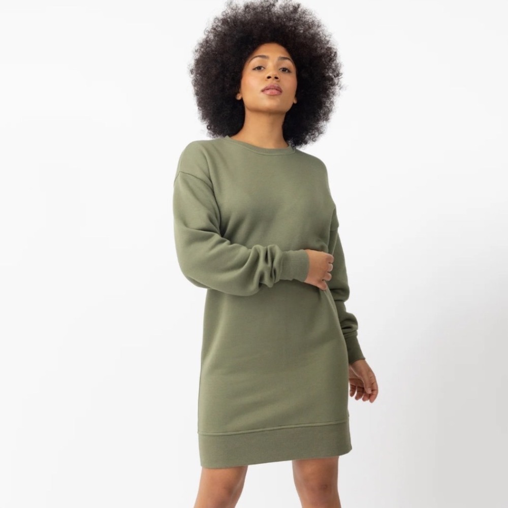 Cozy Earth‎ Womens CityScape Crewneck Dress Olive Green Size L